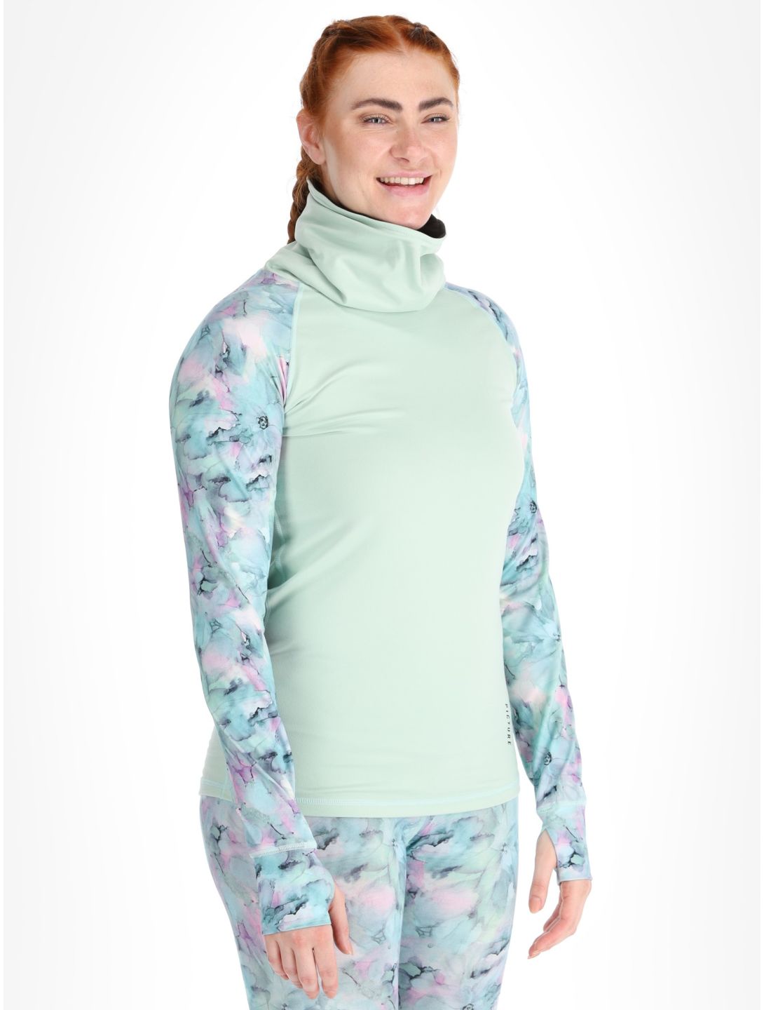 Picture, Pagaya High Fleece camisa termoactiva mujeres Blurry Water Silt Green verde 