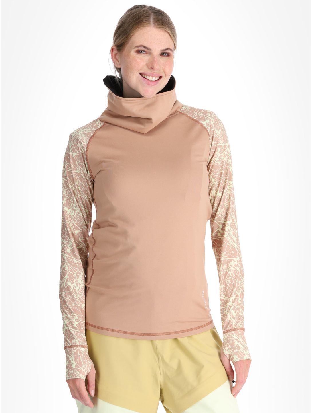 Picture, Pagaya High Fleece camisa termoactiva mujeres Textury Print Roebuck marrón 