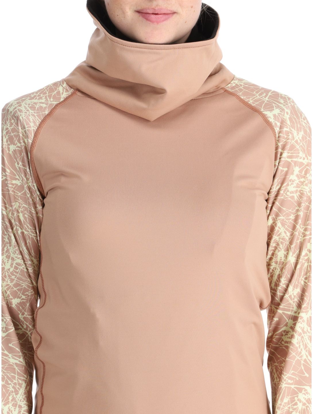 Picture, Pagaya High Fleece camisa termoactiva mujeres Textury Print Roebuck marrón 