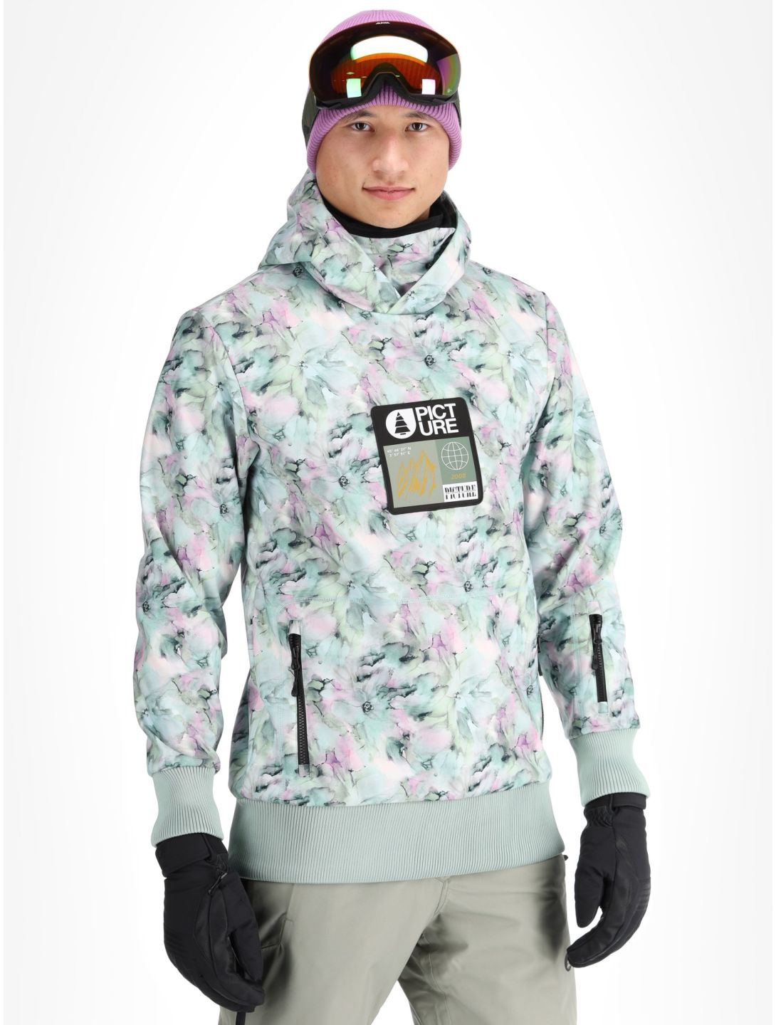 Picture, Printed chaqueta de esquí softshell hombres Blurry Water Print multicolor 