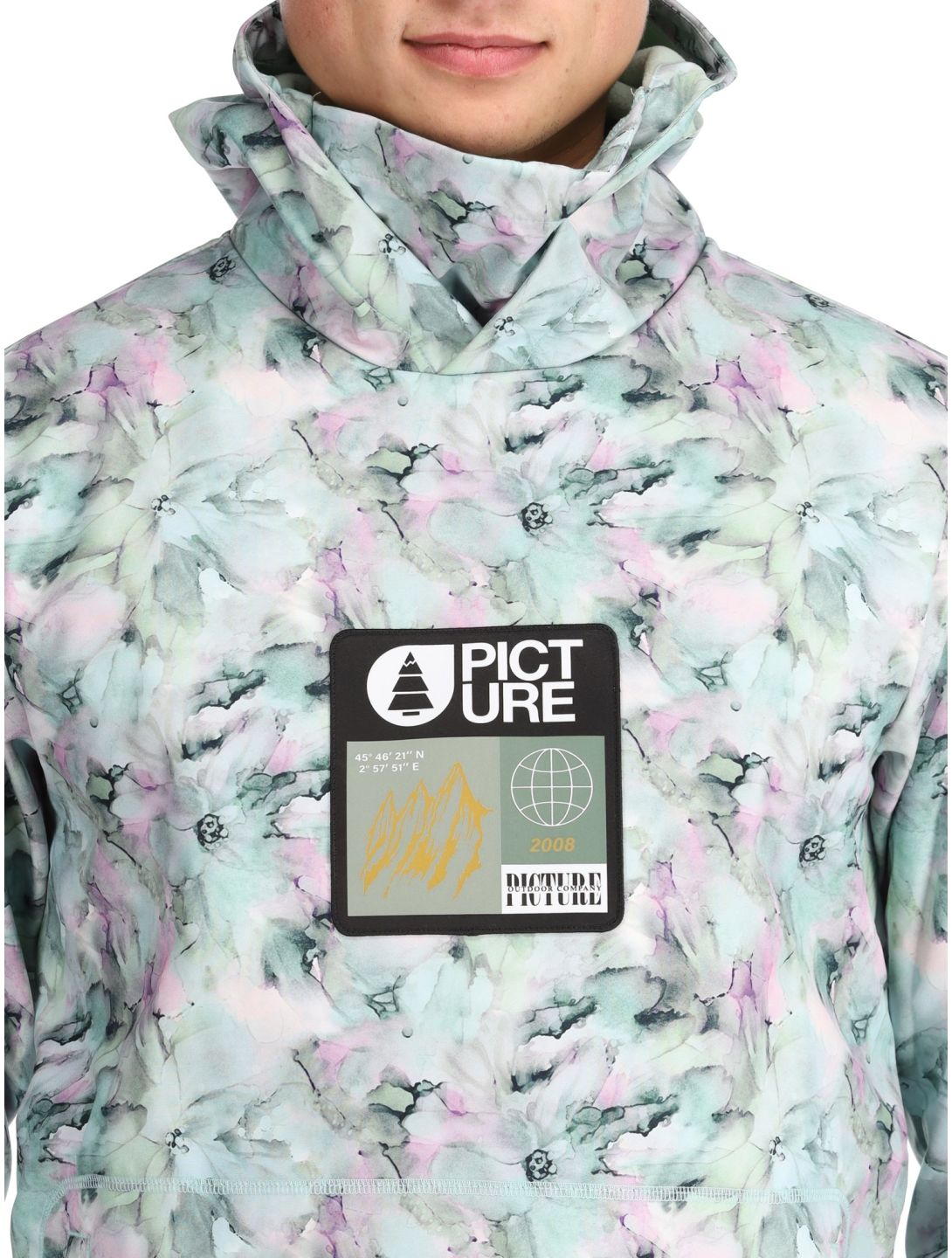 Picture, Printed chaqueta de esquí softshell hombres Blurry Water Print multicolor 