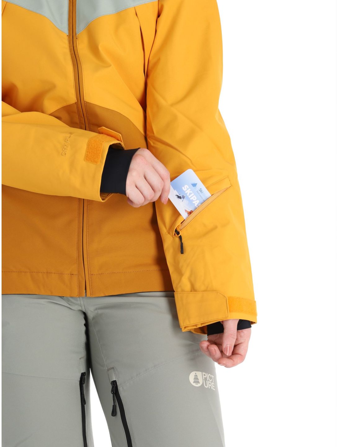 Picture, Seakrest chaqueta de esquí mujeres Camel marrón, naranja, verde 