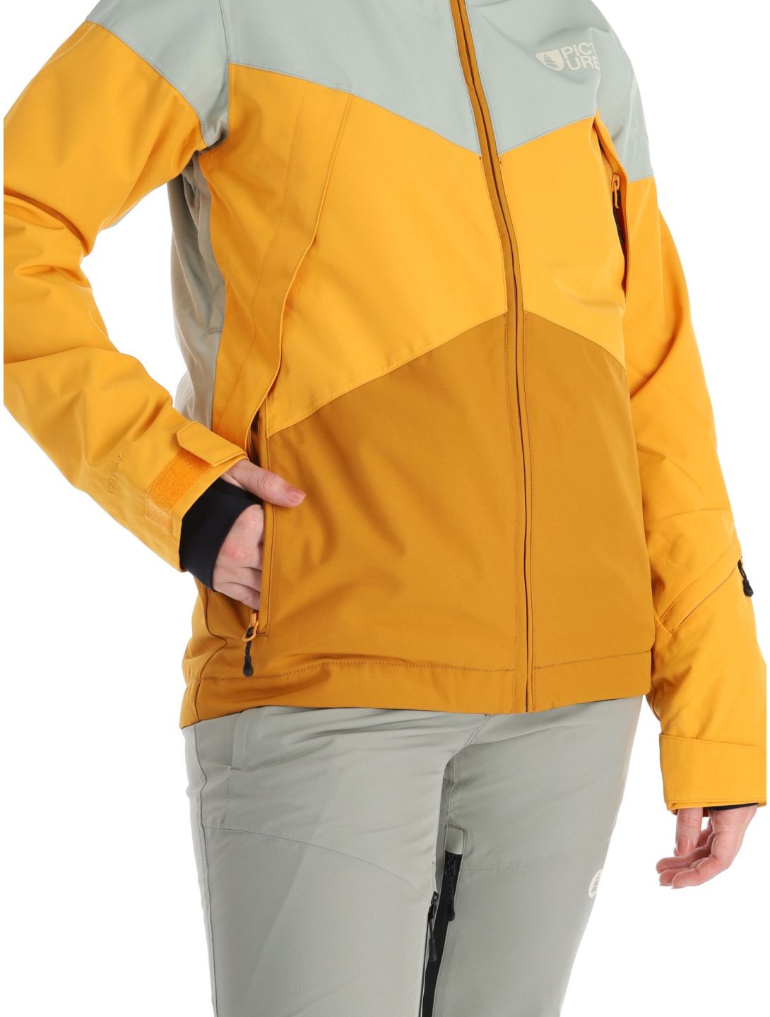 Picture, Seakrest chaqueta de esquí mujeres Camel marrón, naranja, verde 