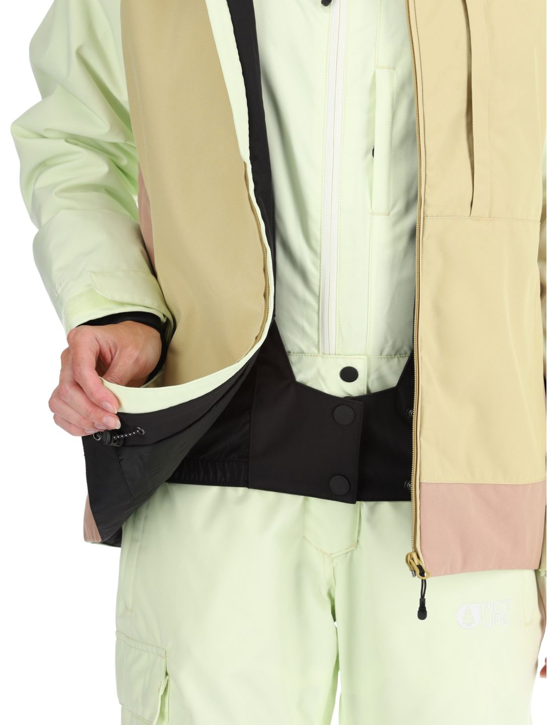 Picture, Seakrest chaqueta de esquí mujeres Lime Cream Hemp Roebuck marrón, verde 