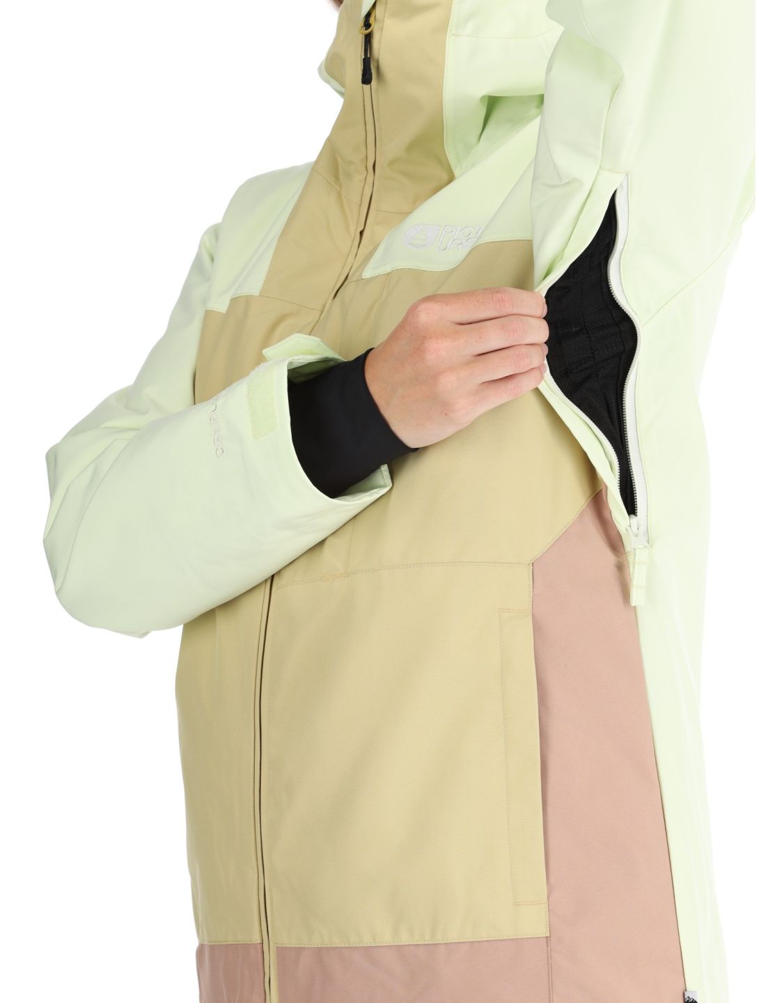 Picture, Seakrest chaqueta de esquí mujeres Lime Cream Hemp Roebuck marrón, verde 