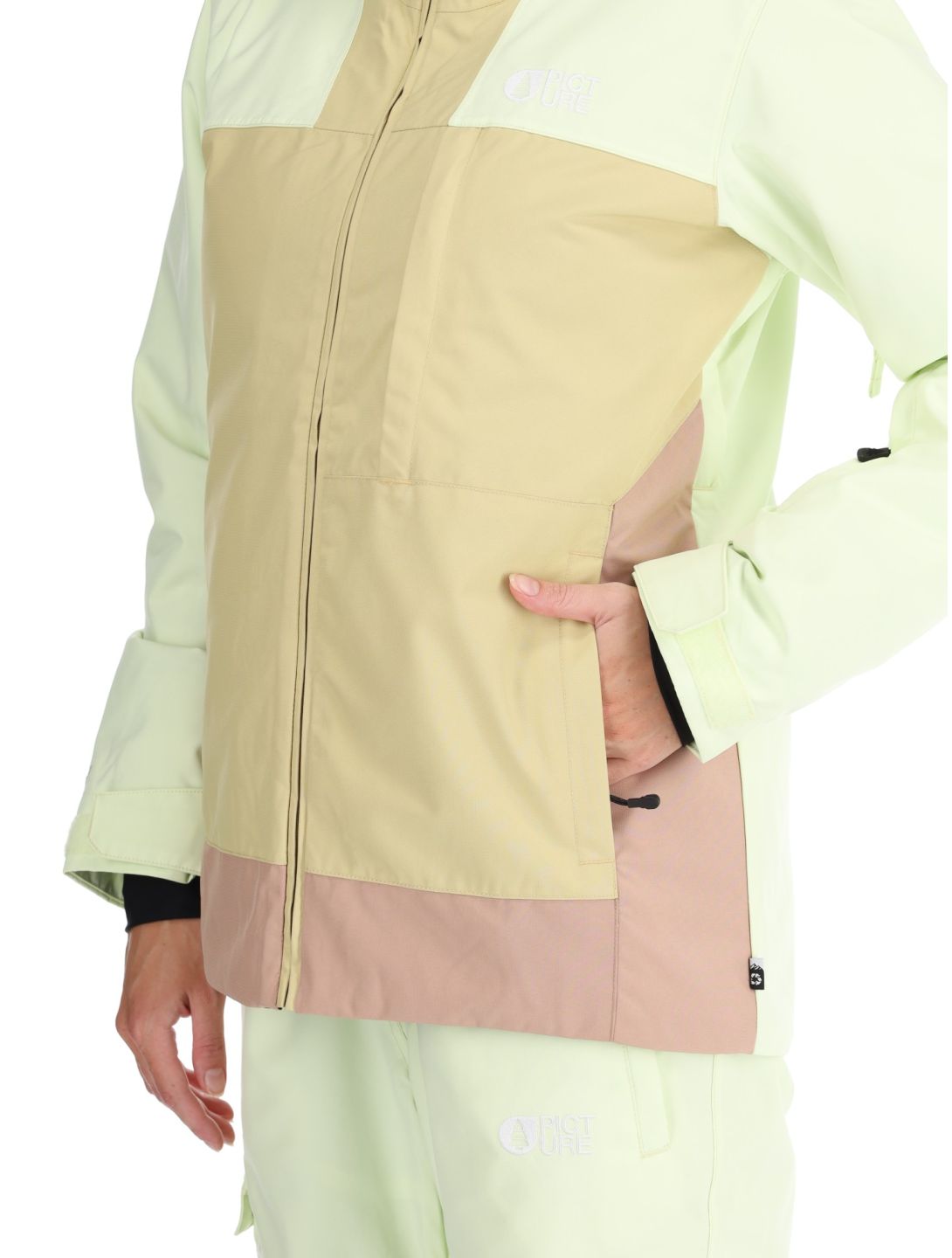 Picture, Seakrest chaqueta de esquí mujeres Lime Cream Hemp Roebuck marrón, verde 