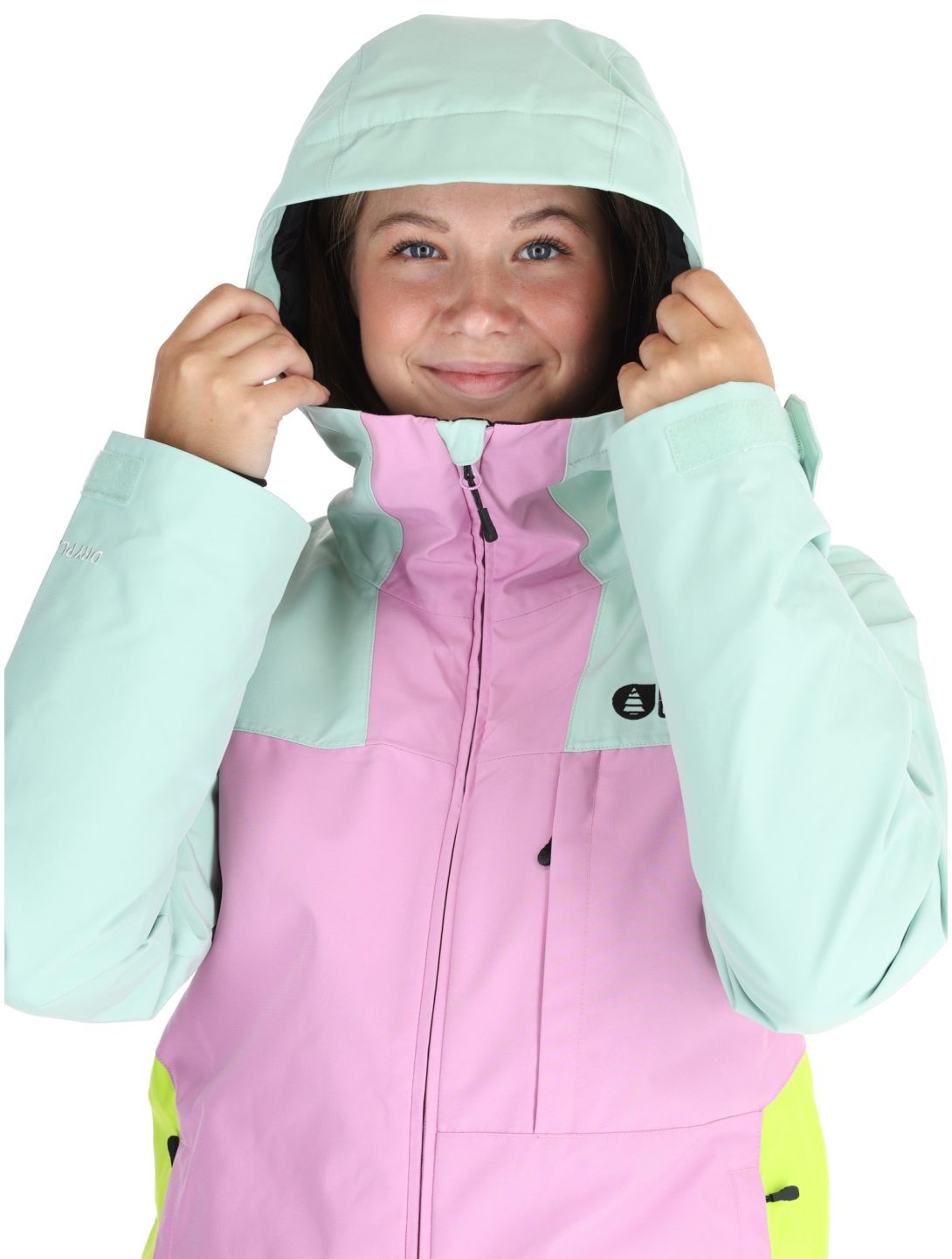 Picture, Seakrest chaqueta de esquí mujeres Silt Green Orchid Acid Lime gris, rosa 