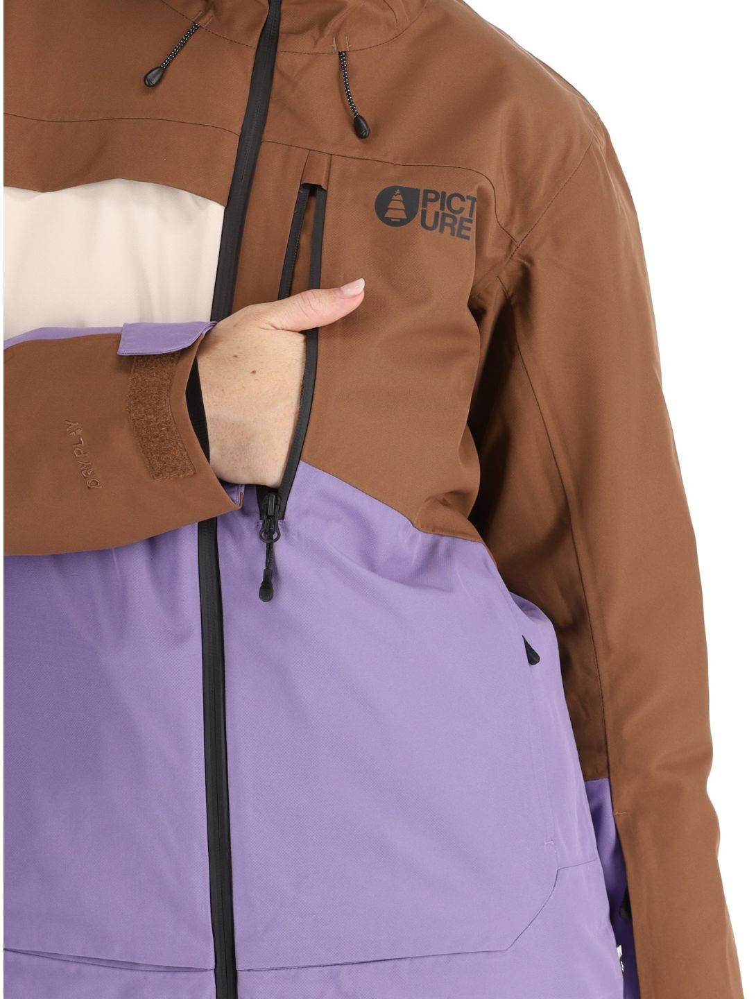 Picture, Seen chaqueta de esquí mujeres Cocoa Brown Vanilla Paisley Purple beige, marrón, púrpura 