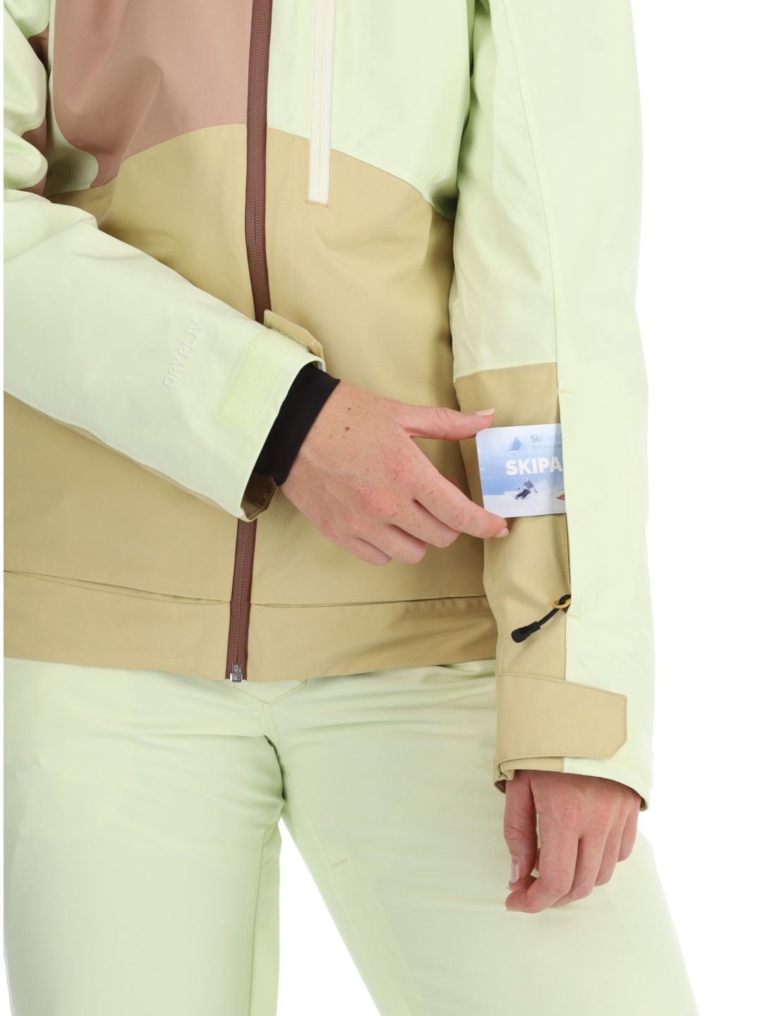 Picture, Seen chaqueta de esquí mujeres Lime Cream Hemp Roebuck marrón, verde 