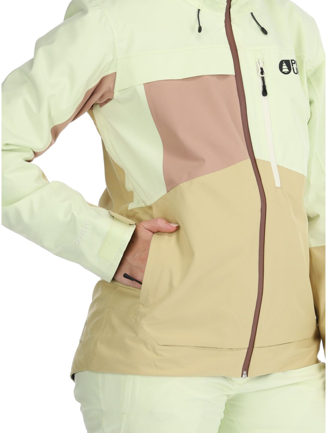 Picture, Seen chaqueta de esquí mujeres Lime Cream Hemp Roebuck marrón, verde 