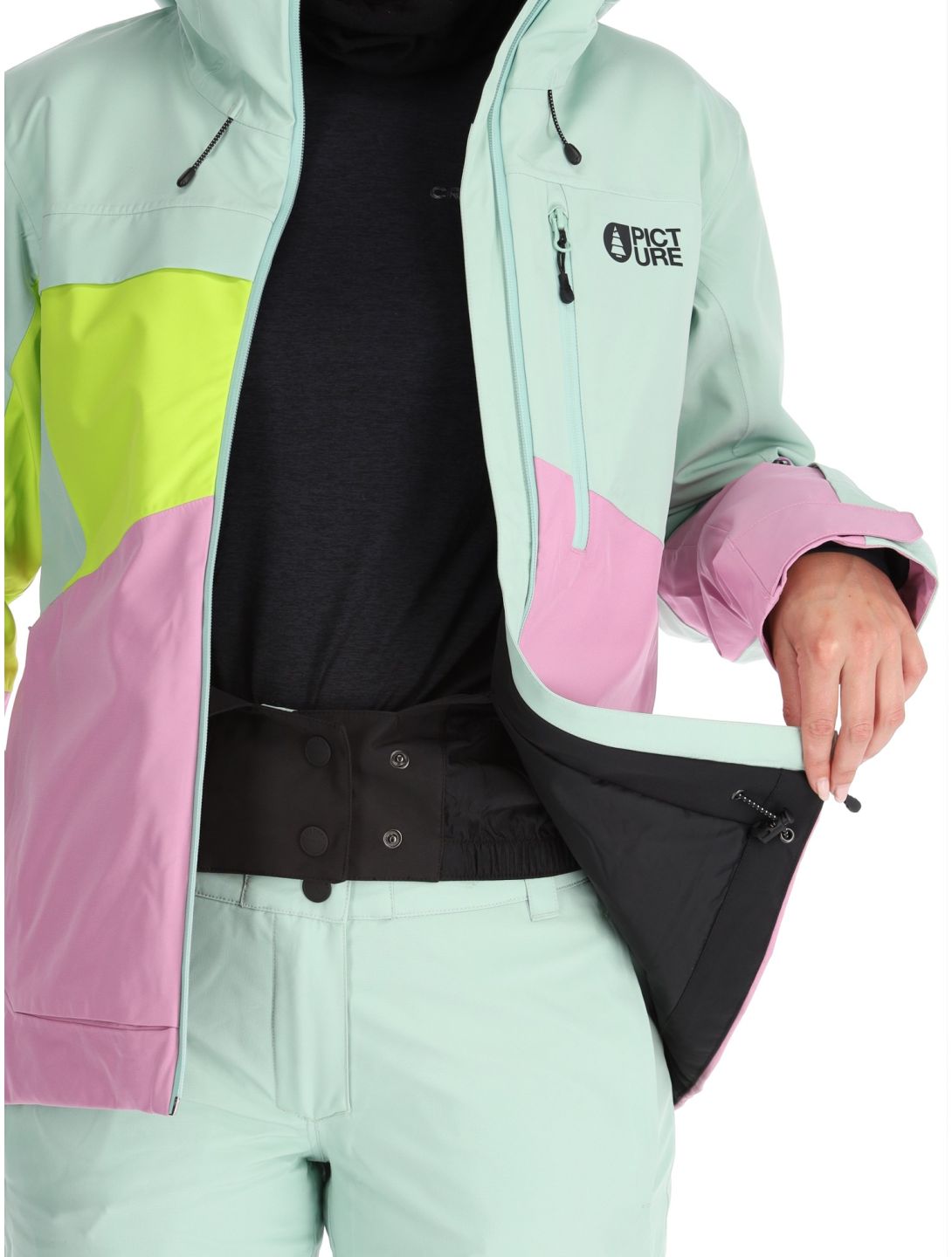 Picture, Seen chaqueta de esquí mujeres Silt Green Acid Lime Orchid rosa, verde 