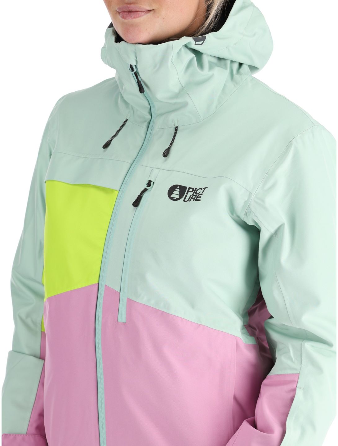 Picture, Seen chaqueta de esquí mujeres Silt Green Acid Lime Orchid rosa, verde 