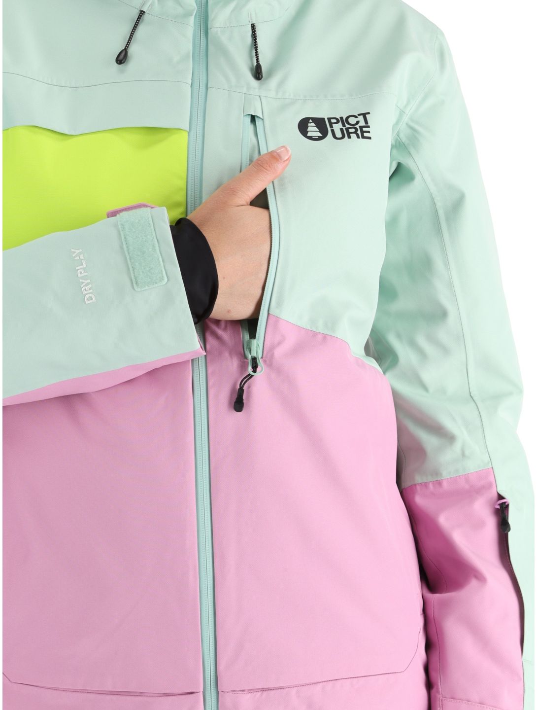 Picture, Seen chaqueta de esquí mujeres Silt Green Acid Lime Orchid rosa, verde 