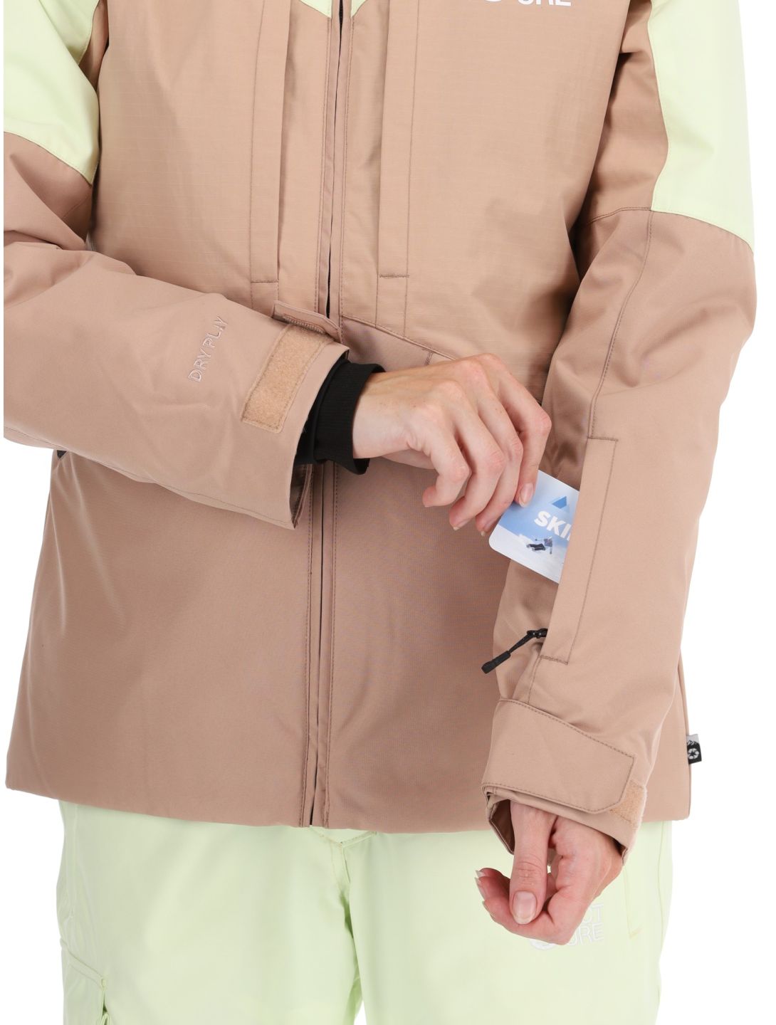 Picture, Sitkah chaqueta de esquí mujeres Lime Cream Roebuck marrón, verde 