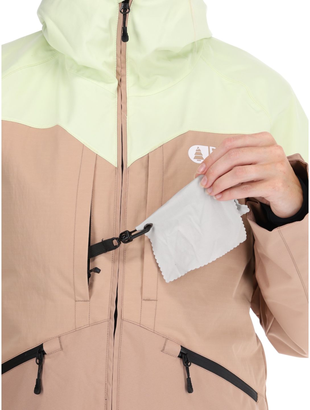 Picture, Sitkah chaqueta de esquí mujeres Lime Cream Roebuck marrón, verde 