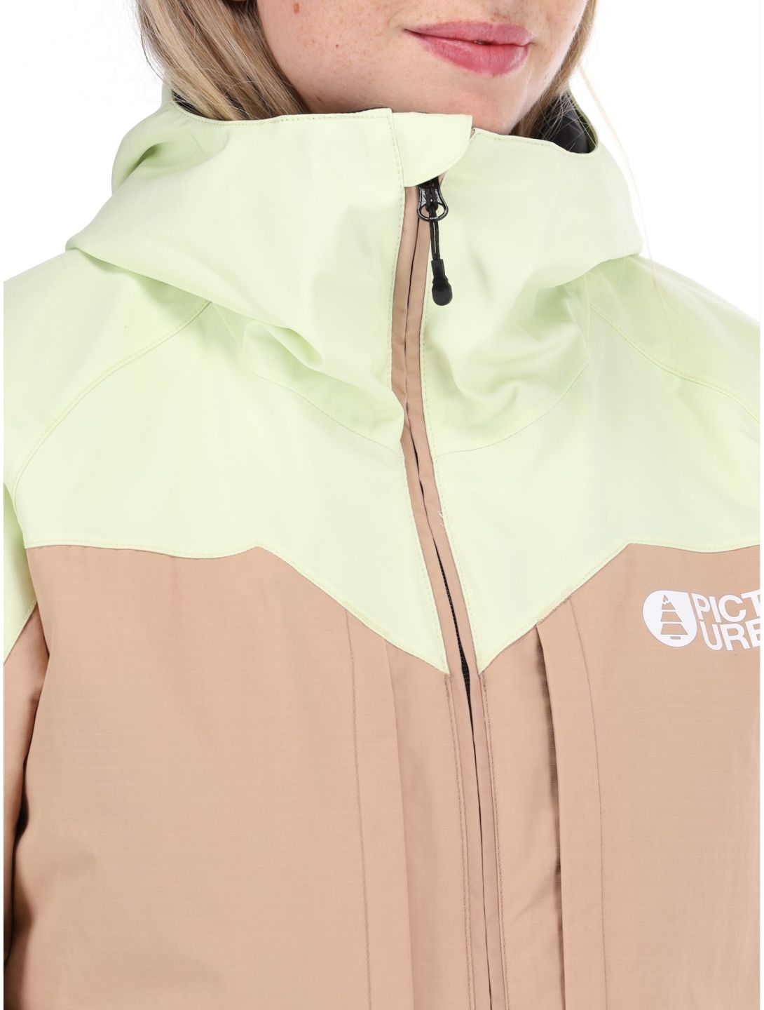 Picture, Sitkah chaqueta de esquí mujeres Lime Cream Roebuck marrón, verde 