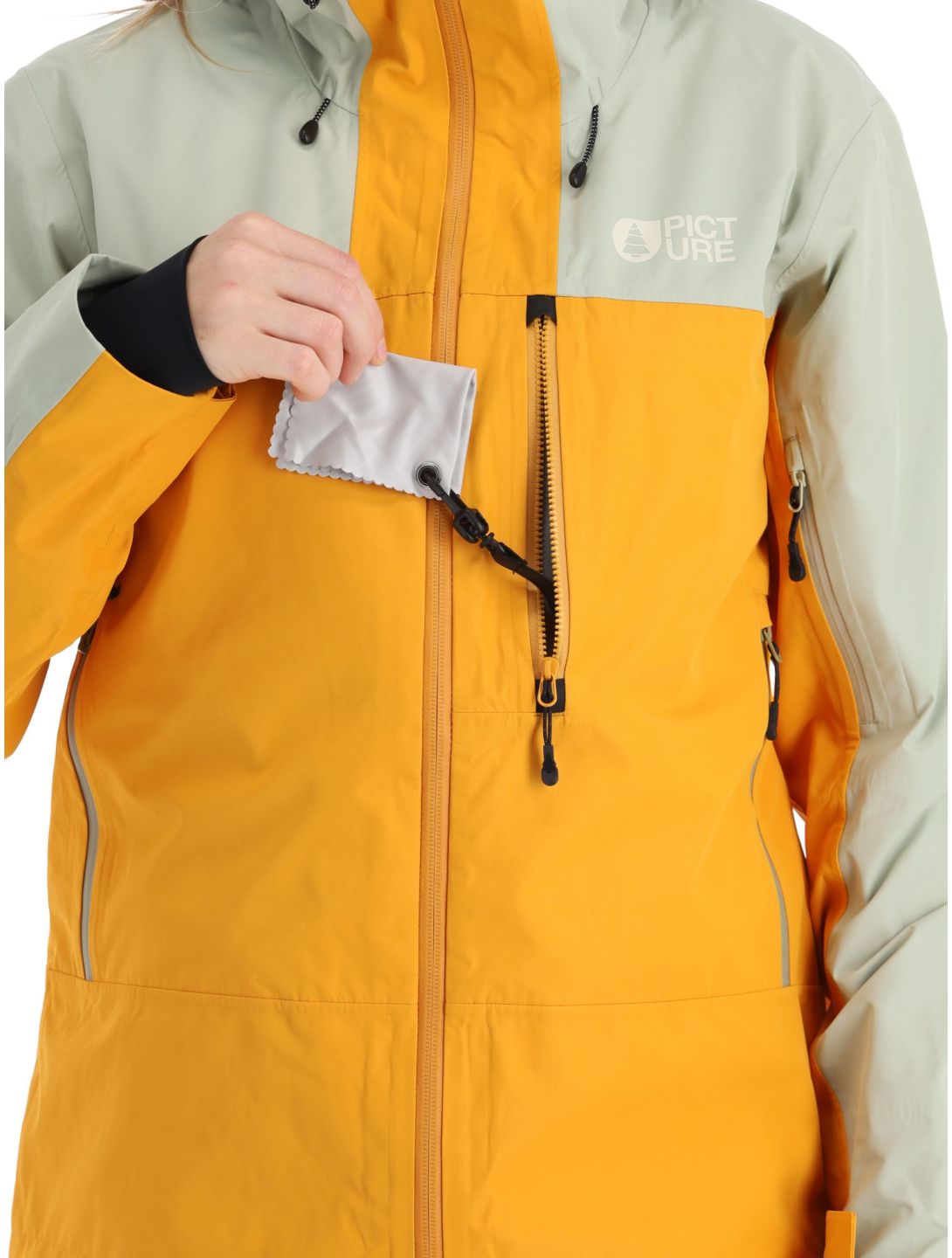 Picture, Sylva 3L chaqueta de esquí hardshell mujeres Autumn Blaze amarillo, verde 