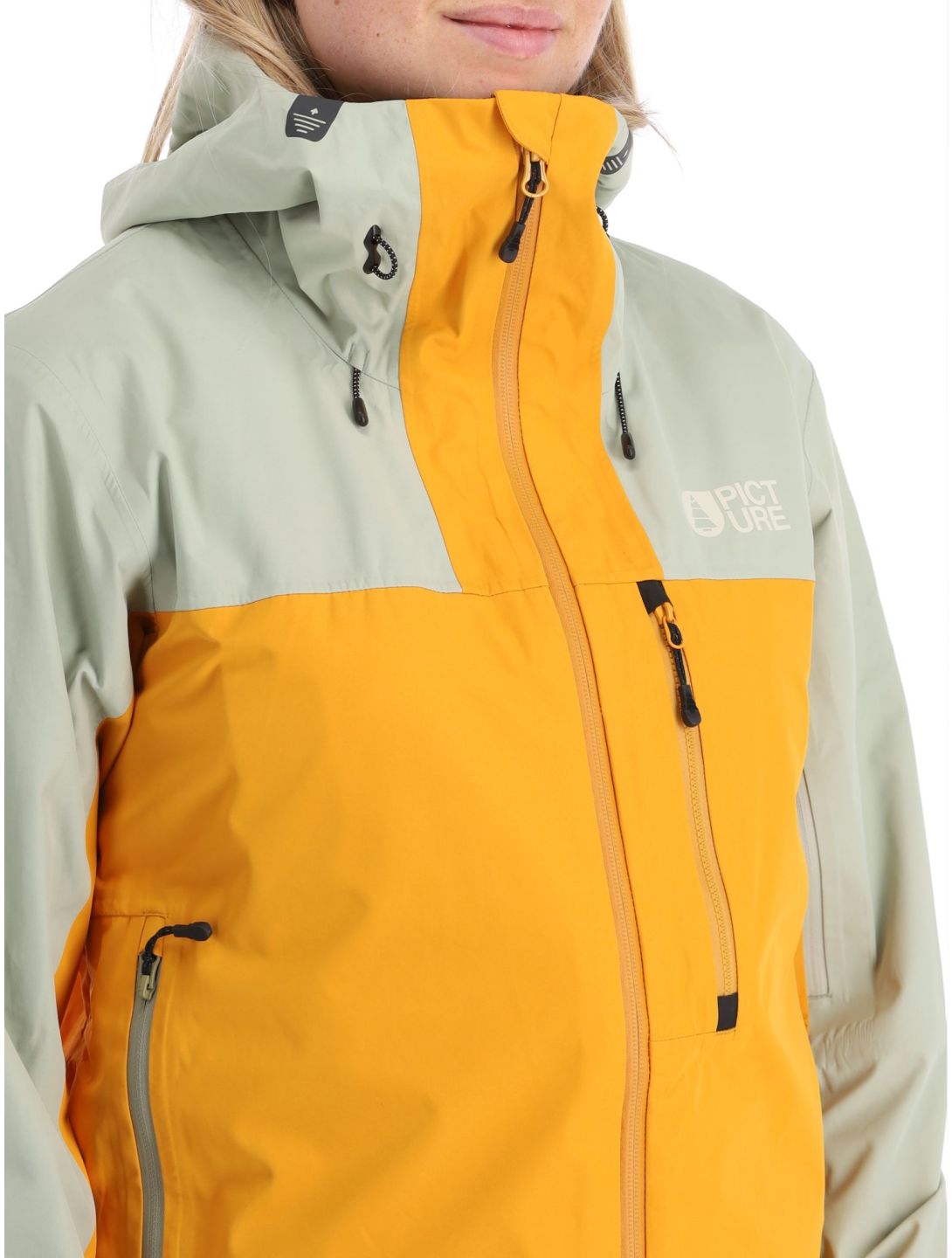 Picture, Sylva 3L chaqueta de esquí hardshell mujeres Autumn Blaze amarillo, verde 