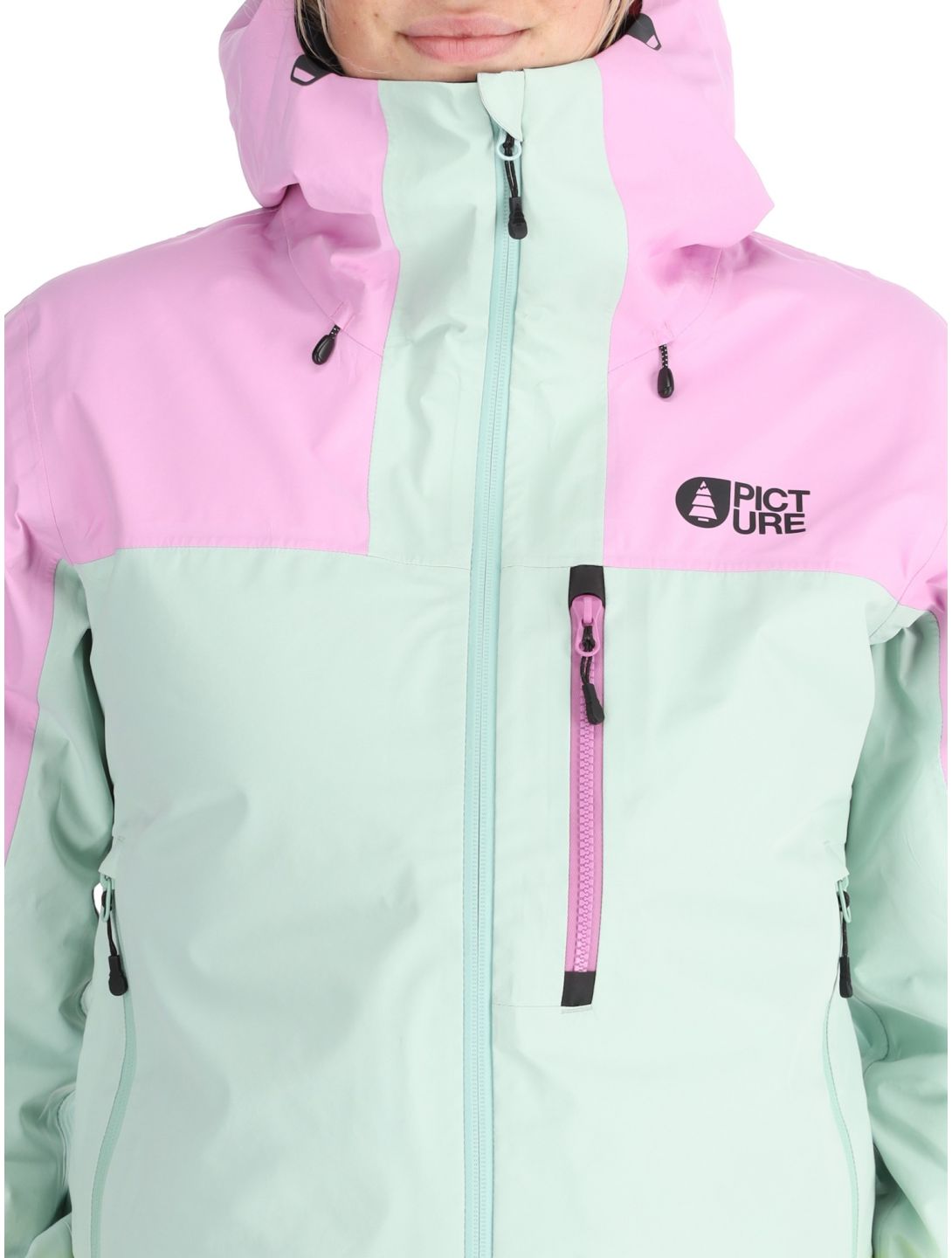 Picture, Sylva 3L chaqueta de esquí hardshell mujeres Orchid Silt Green Acid Lime gris, rosa, verde 