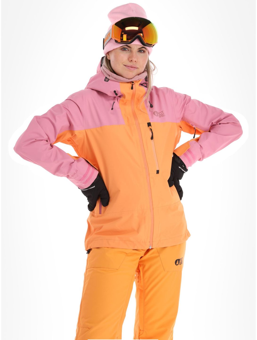 Picture, Sylva 3L chaqueta de esquí hardshell mujeres Tangerine naranja, rosa 