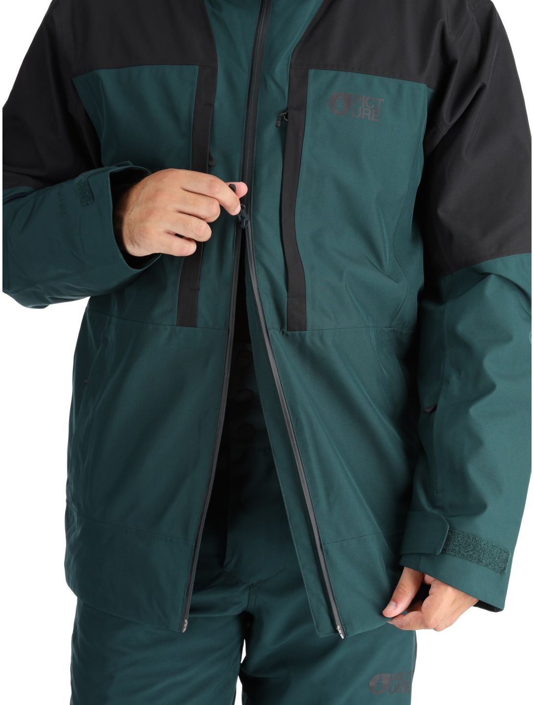 Picture, Track chaqueta de esquí hombres Black Ponderosa Pine negro, verde 