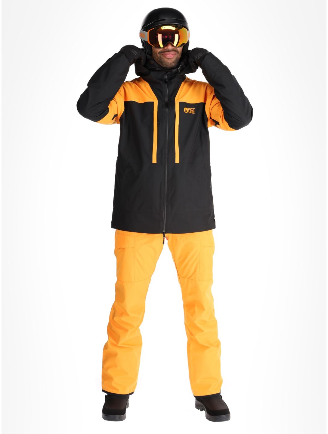 Picture, Track chaqueta de esquí hombres Carrot Black naranja, negro 