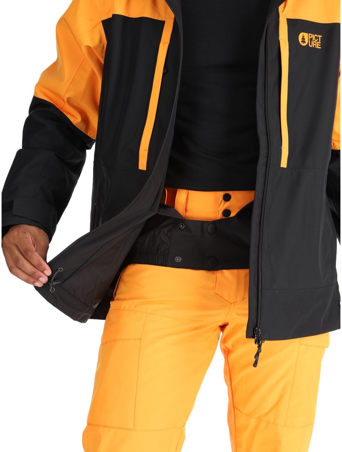 Picture, Track chaqueta de esquí hombres Carrot Black naranja, negro 