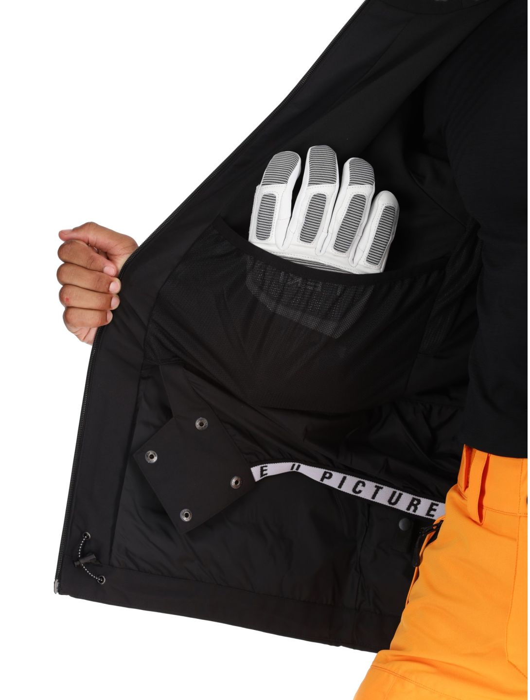 Picture, Track chaqueta de esquí hombres Carrot Black naranja, negro 