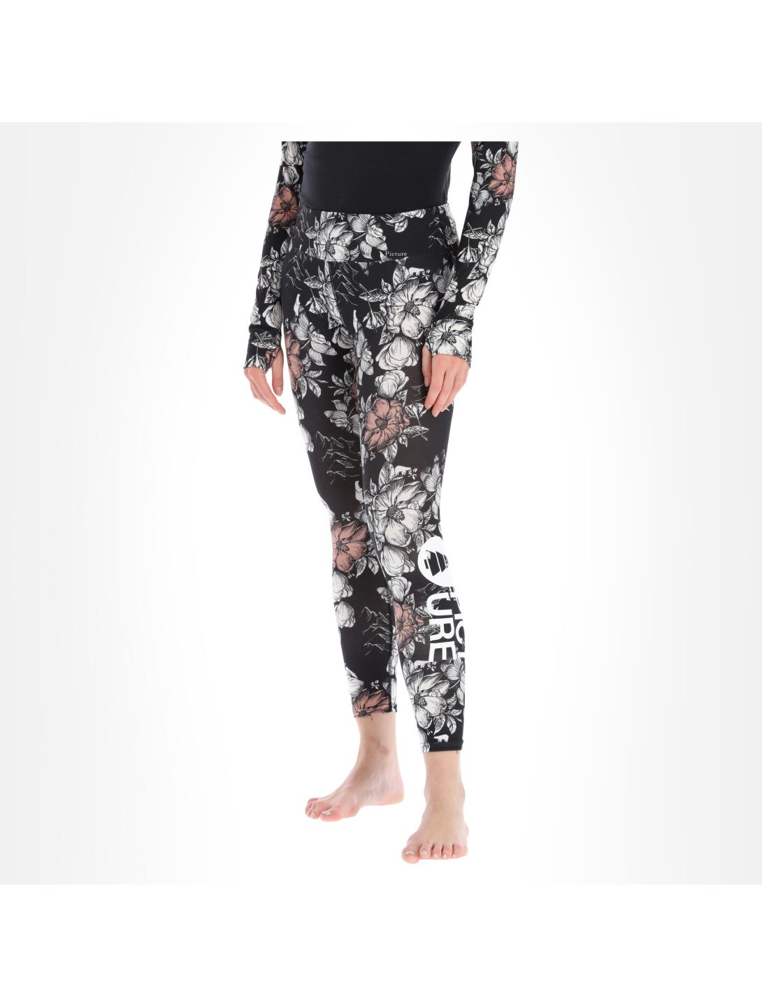 Picture, Xina pantalón termoactivo mujeres peonies negro