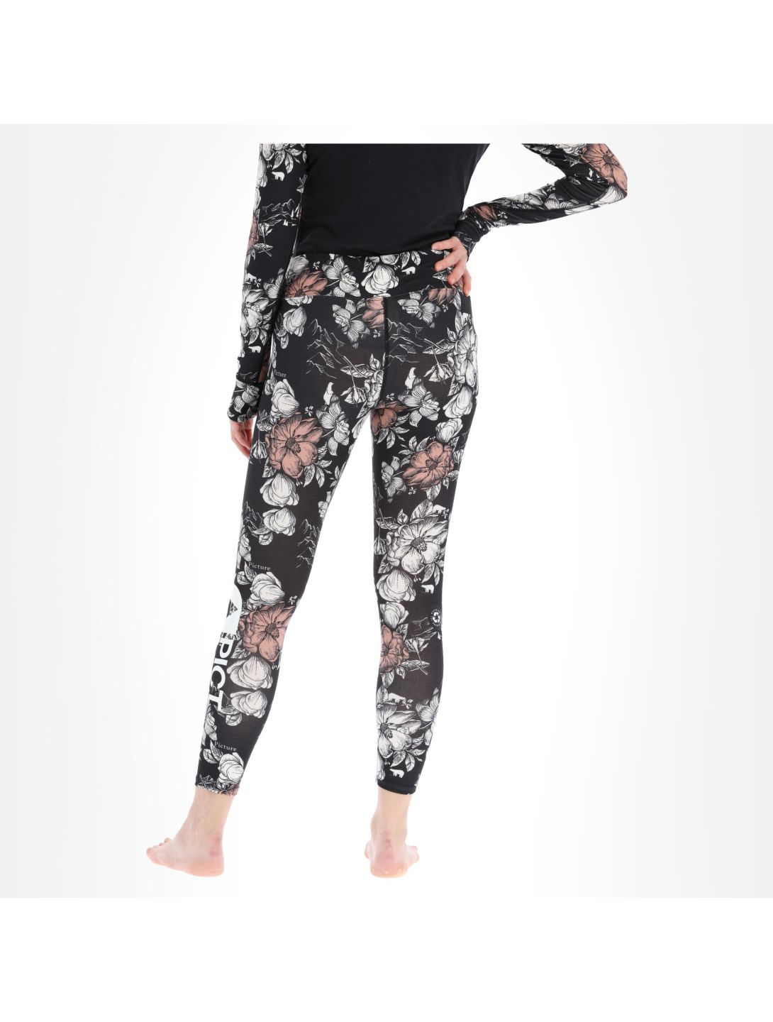 Picture, Xina pantalón termoactivo mujeres peonies negro