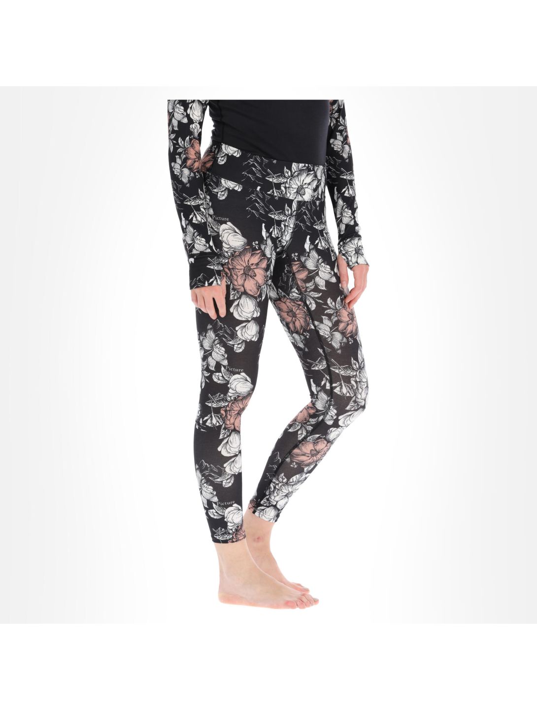 Picture, Xina pantalón termoactivo mujeres peonies negro