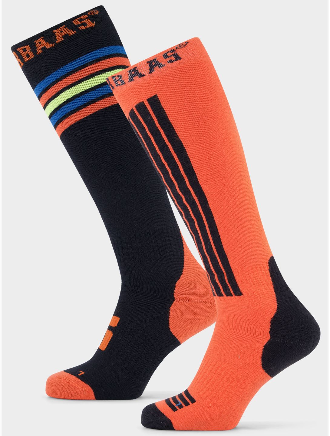 Poederbaas, Striped Ski Socks 2-pack calcetines de esquí 2-pack unisex Orange Multi multicolor, naranja 