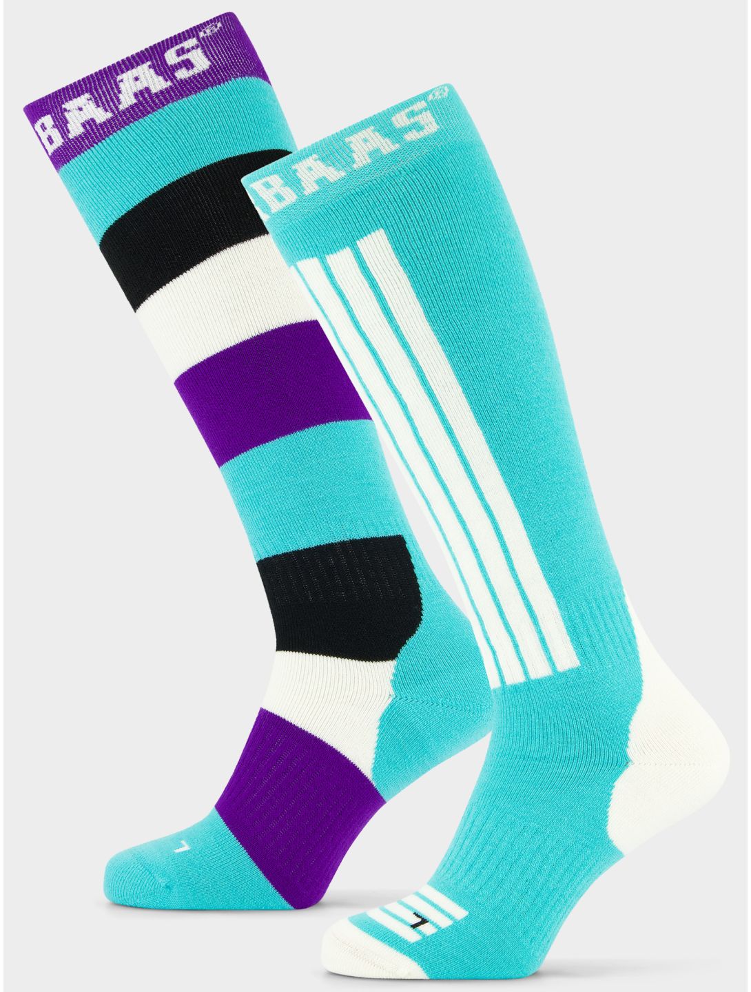 Poederbaas, Striped Ski Socks 2-pack calcetines de esquí 2-pack unisex Mint verde 