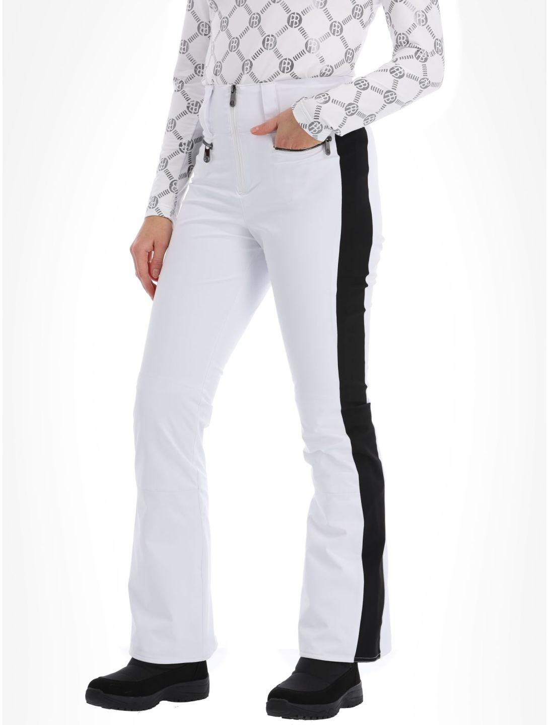 Poivre Blanc, Luxe Sport Line W23-0822-WO pantalones de esquí softshell mujeres White / Black blanco, negro 