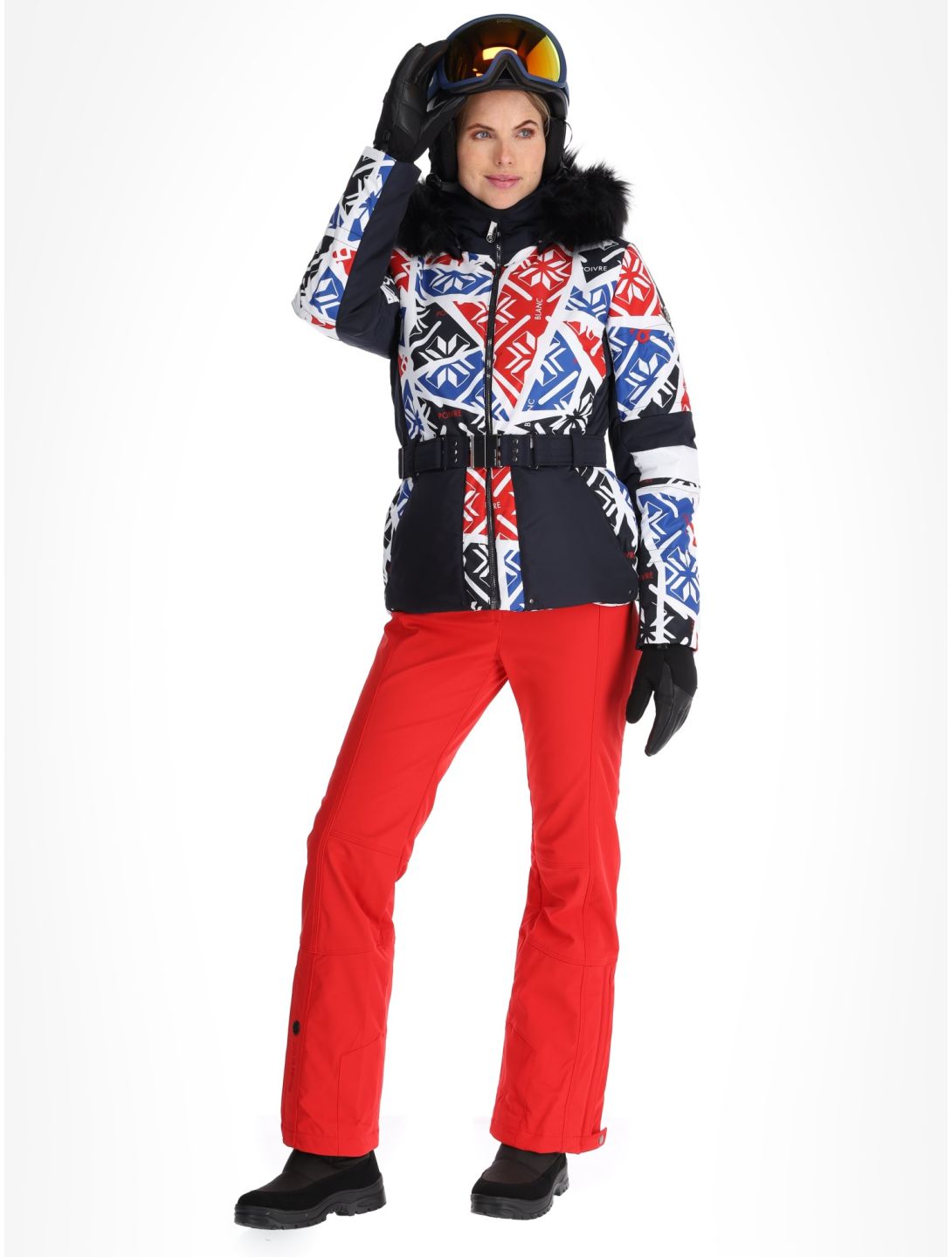 Poivre Blanc, Traditional 24PBH1003/WO/P chaqueta de esquí mujeres Print Scarlet Red azul, blanco, rojo 