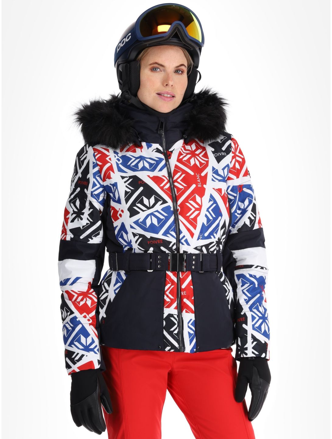 Poivre Blanc, Traditional 24PBH1003/WO/P chaqueta de esquí mujeres Print Scarlet Red azul, blanco, rojo 