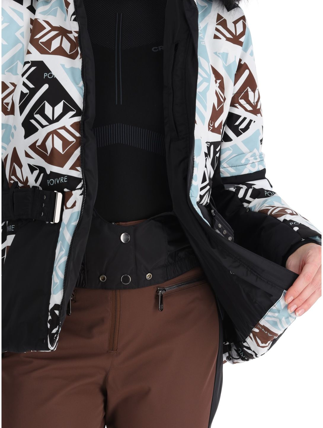 Poivre Blanc, Traditional 24PBH1003/WO/P chaqueta de esquí mujeres Print Black blanco, negro 