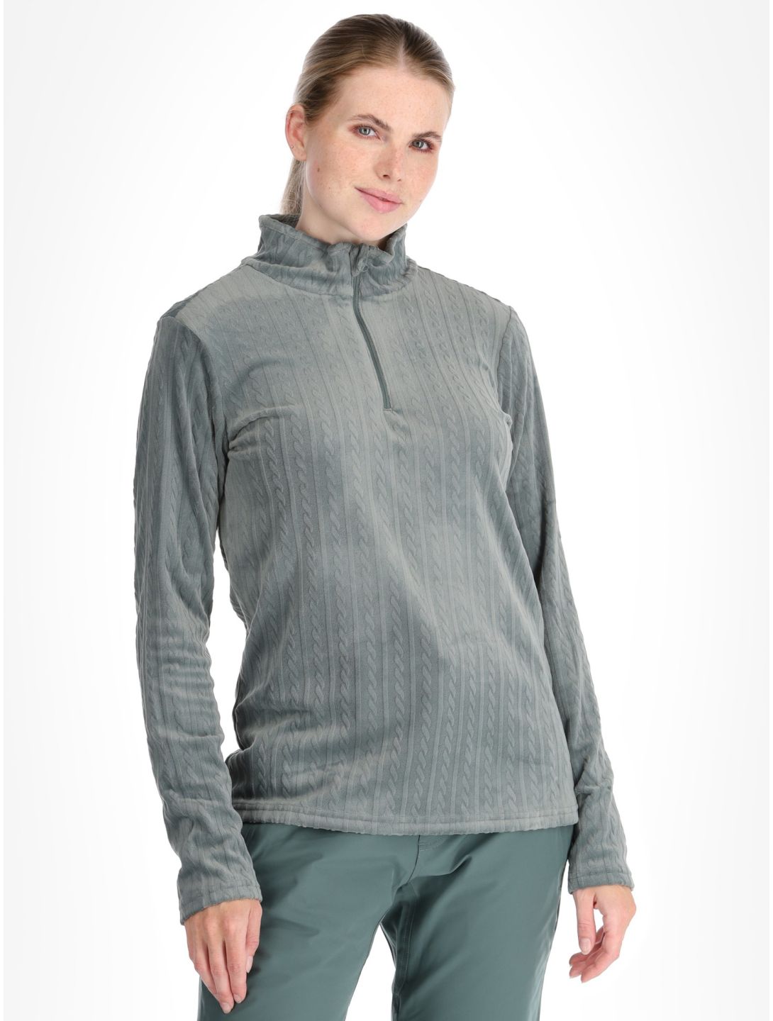 Protest, PRTGAIL 1/4 zip jersey mujeres Evergreen verde 