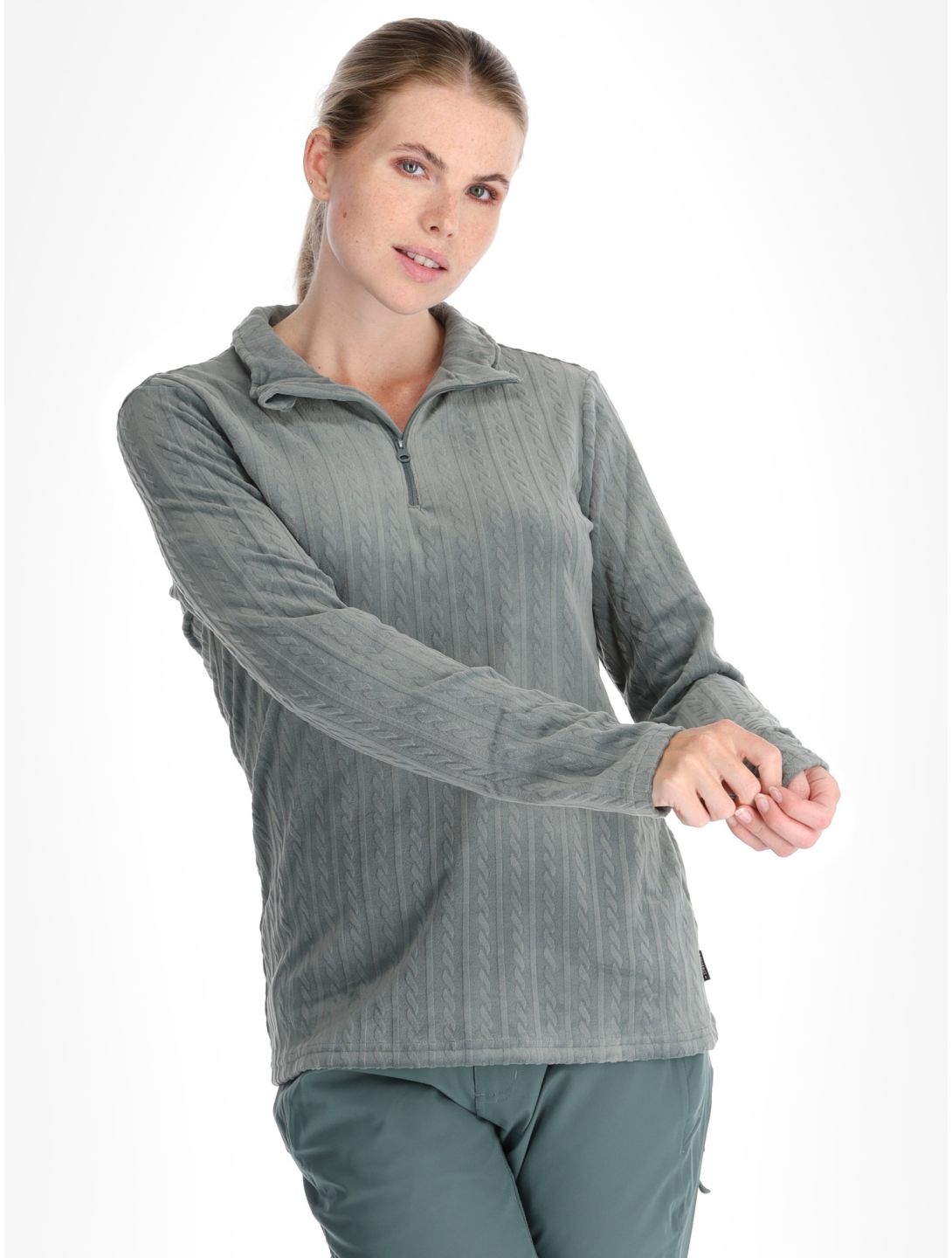 Protest, PRTGAIL 1/4 zip jersey mujeres Evergreen verde 