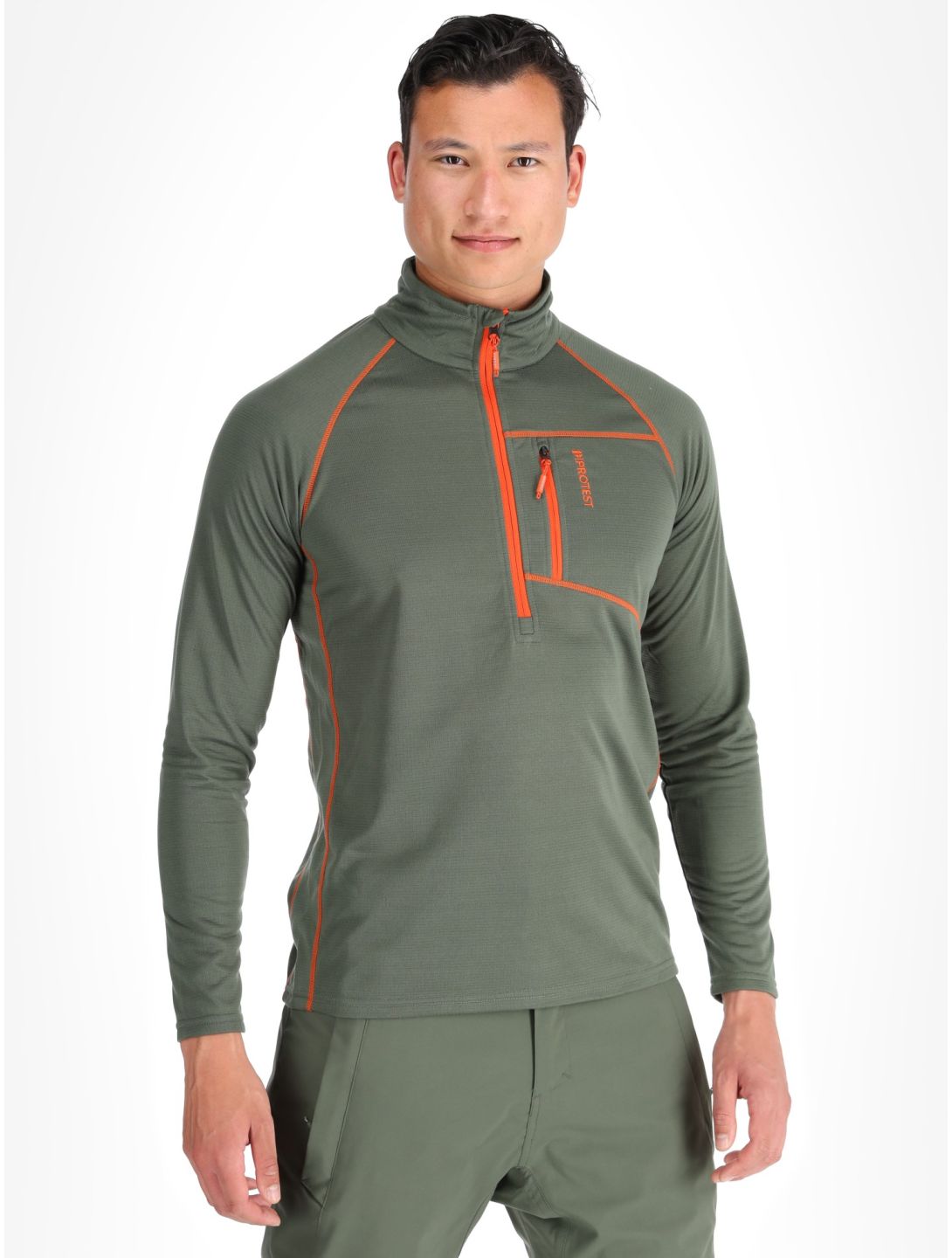 Protest, PRTKODY 1/4 zip jersey hombres Thyme verde 