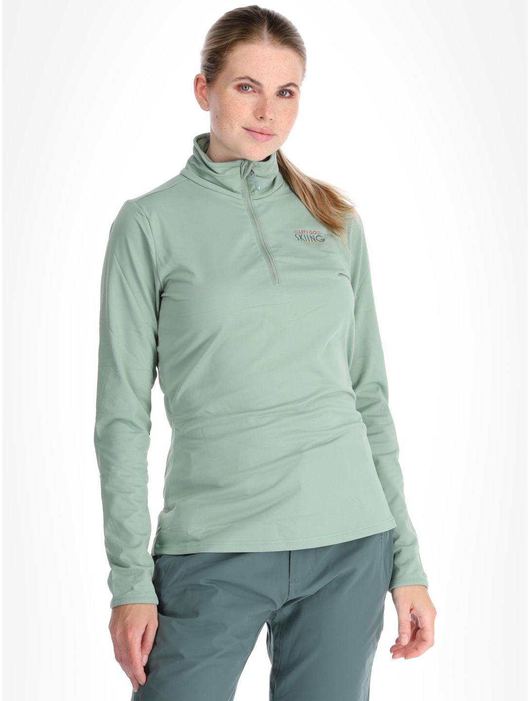 Protest, PRTLUNAR 1/4 zip jersey mujeres Green Baygreen verde 