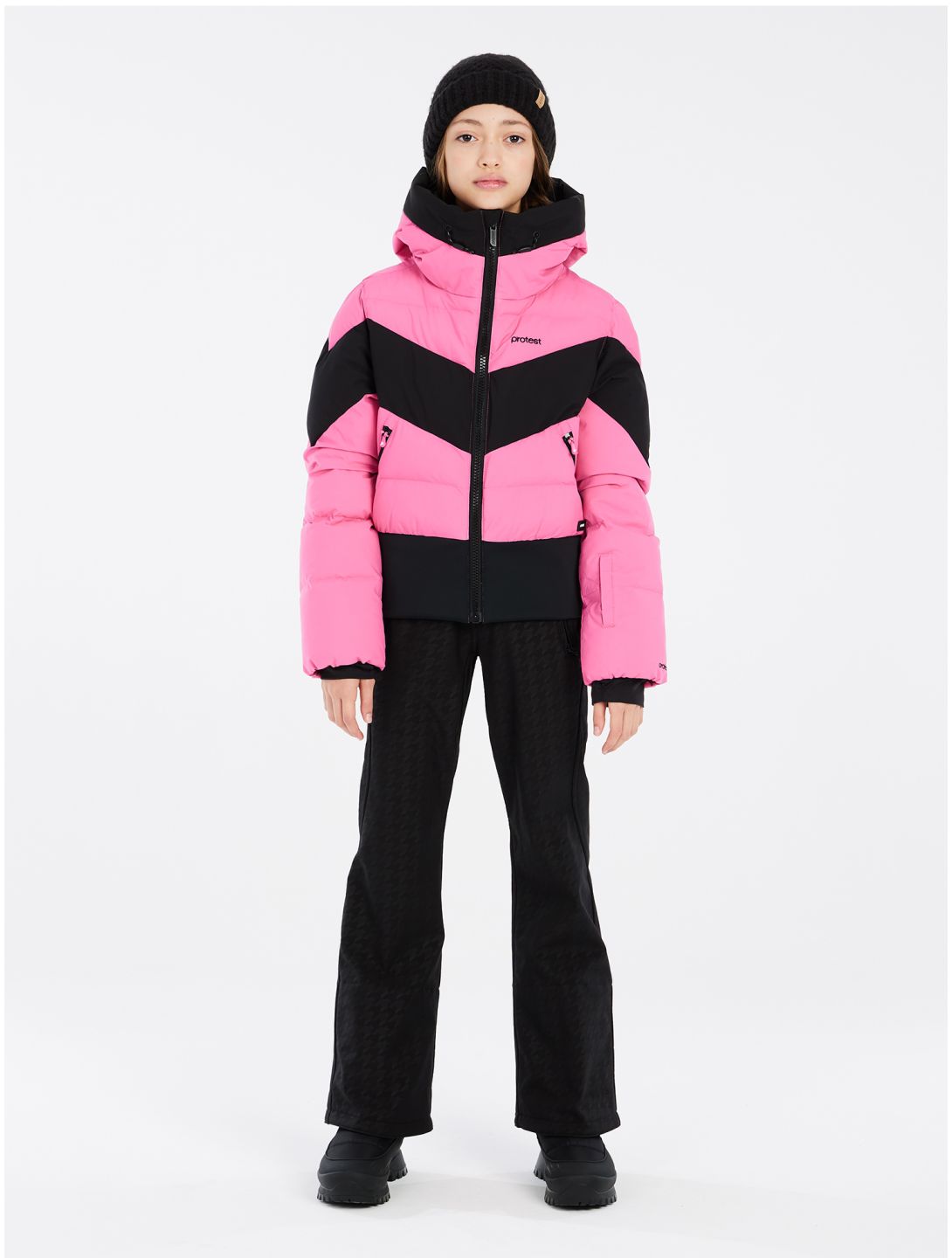 Protest, PRTMILOU JR chaqueta de esquí niños Foxy Pink negro, rosa 