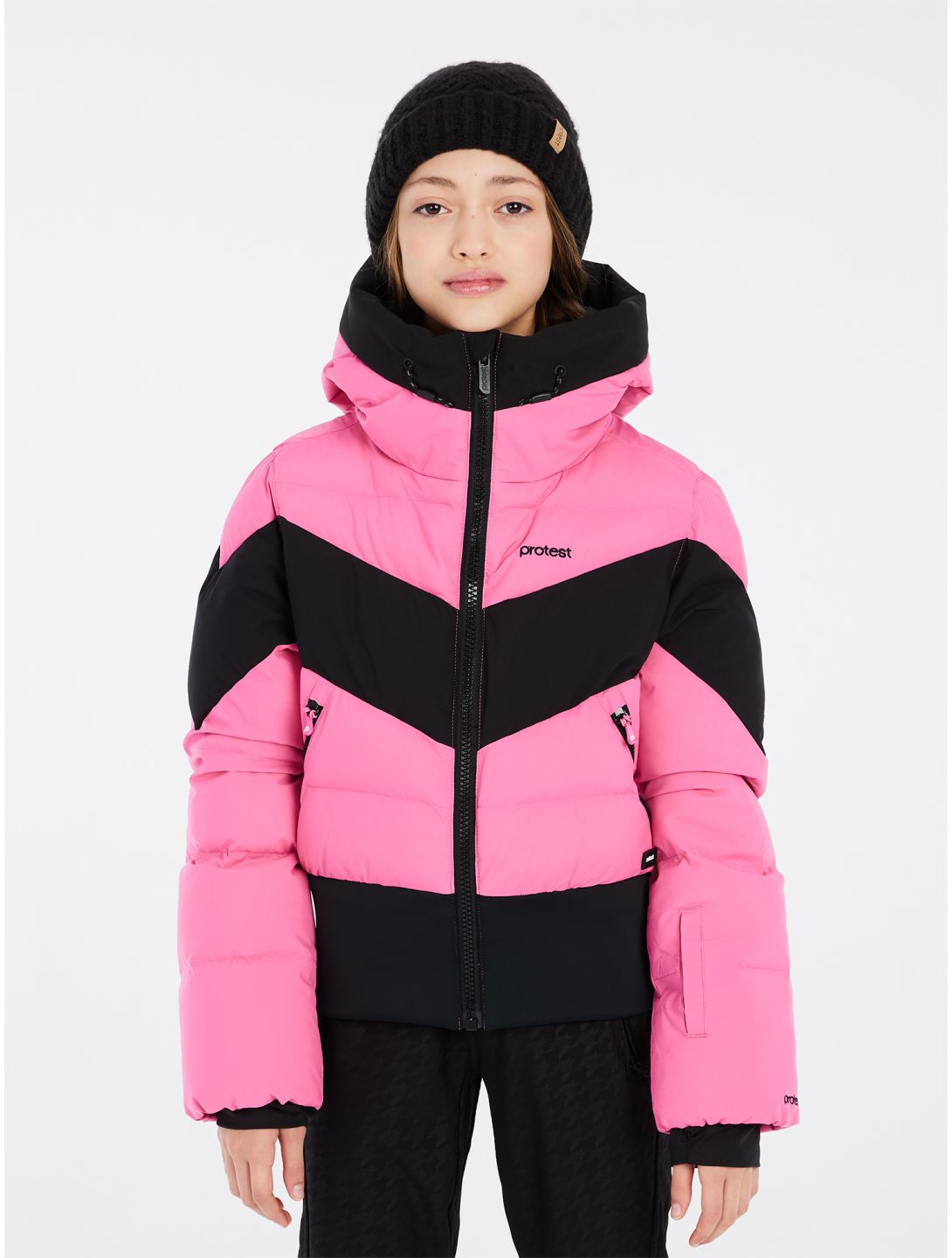 Protest, PRTMILOU JR chaqueta de esquí niños Foxy Pink negro, rosa 