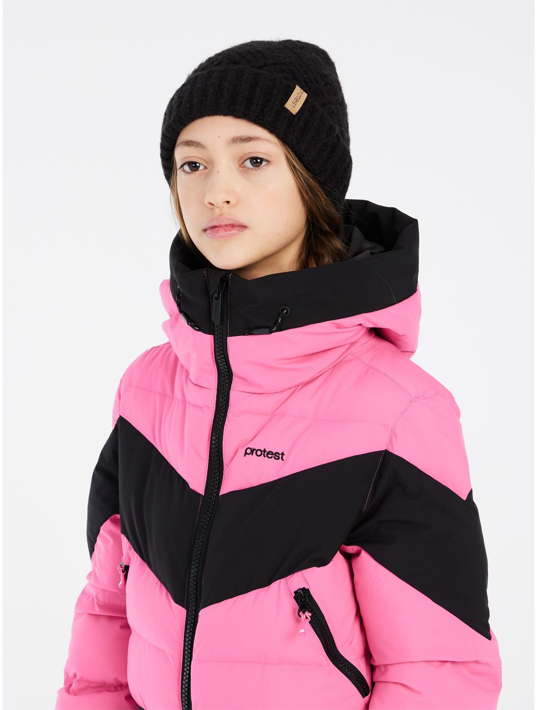 Protest, PRTMILOU JR chaqueta de esquí niños Foxy Pink negro, rosa 