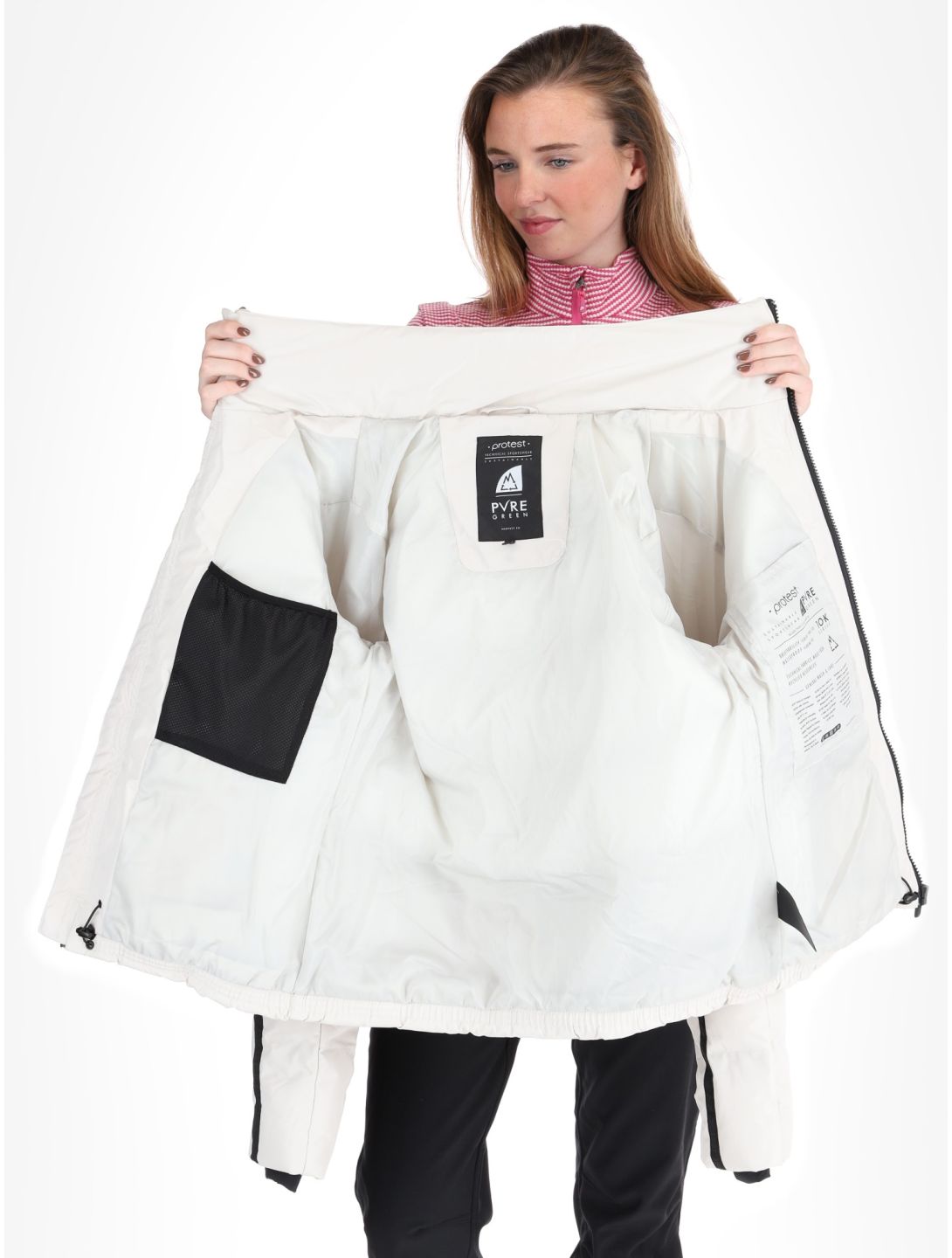 Protest, PRTONYX chaqueta de esquí mujeres Kitoff White blanco 