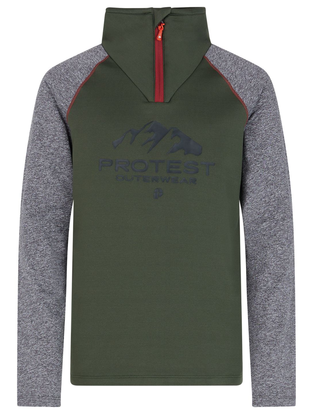 Protest, PRTRAF JR 1/4 zip jersey niños Thyme gris, verde 