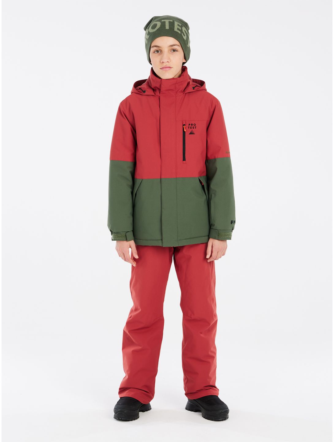 Protest, PRTSAVER JR chaqueta de esquí niños Barn Red rojo, verde 