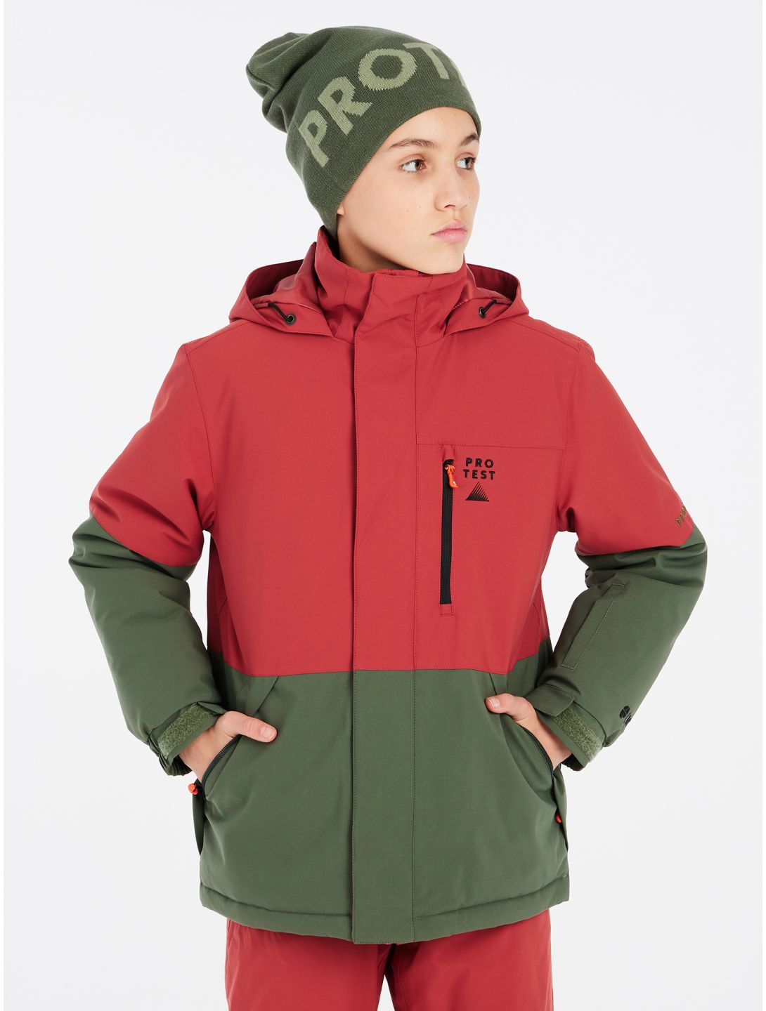 Protest, PRTSAVER JR chaqueta de esquí niños Barn Red rojo, verde 