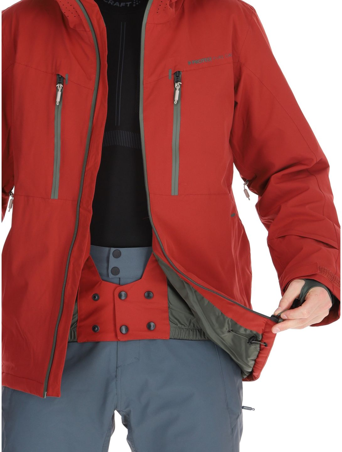 Protest, PRTTIMOTHY chaqueta de esquí hombres Barn Red rojo 