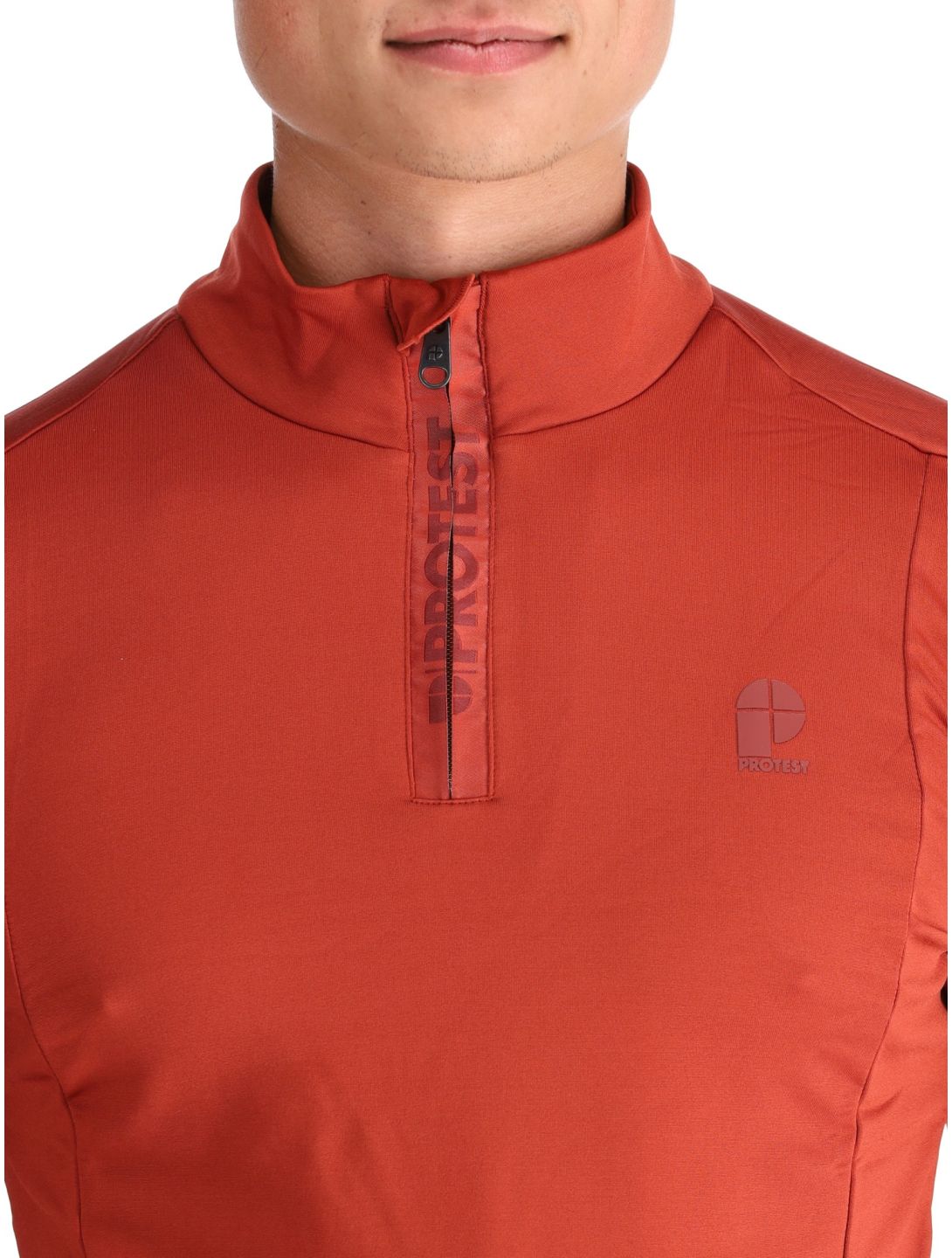 Protest, REWILL 1/4 zip top jersey hombres Barn Red rojo 